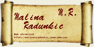 Malina Radunkić vizit kartica